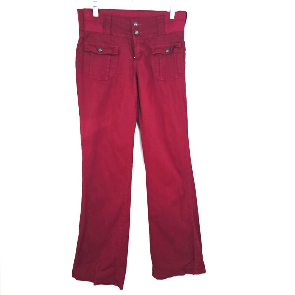 Vintage Y2K  Women's Wine Red Corduroy Low Rise Bootcut Stretch Pants
